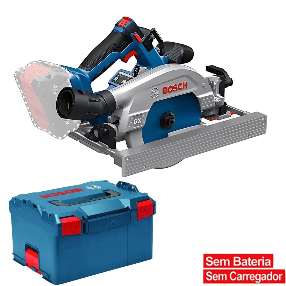 Bosch Professional Serra Circular sem Fio GKS 18V-57-2 GX com Calha Paralela,Disco Expert Madeira 36 Dentes+Mala L-BOXX 238