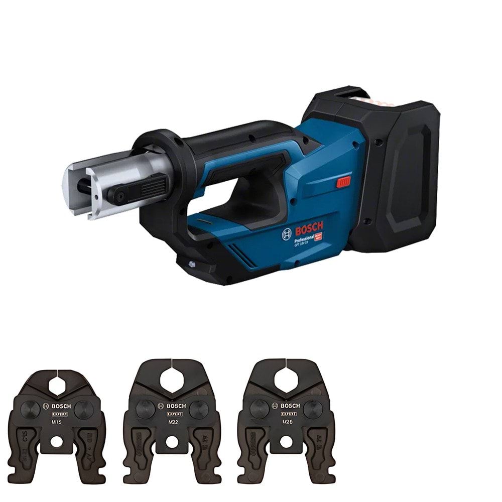 Bosch Professional Máquina Prensar Tubos sem Fio GPT 18V-19 com Kit 3 Mordentes M(15/22/28)+Mala L-BOXX 238