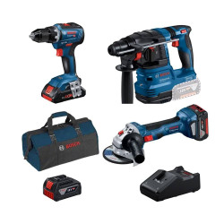 Kit 3 Máquinas GBH 18V-21 + GWS 18V-7 + GSB 18V-55 + Bateria 18V Bosch
