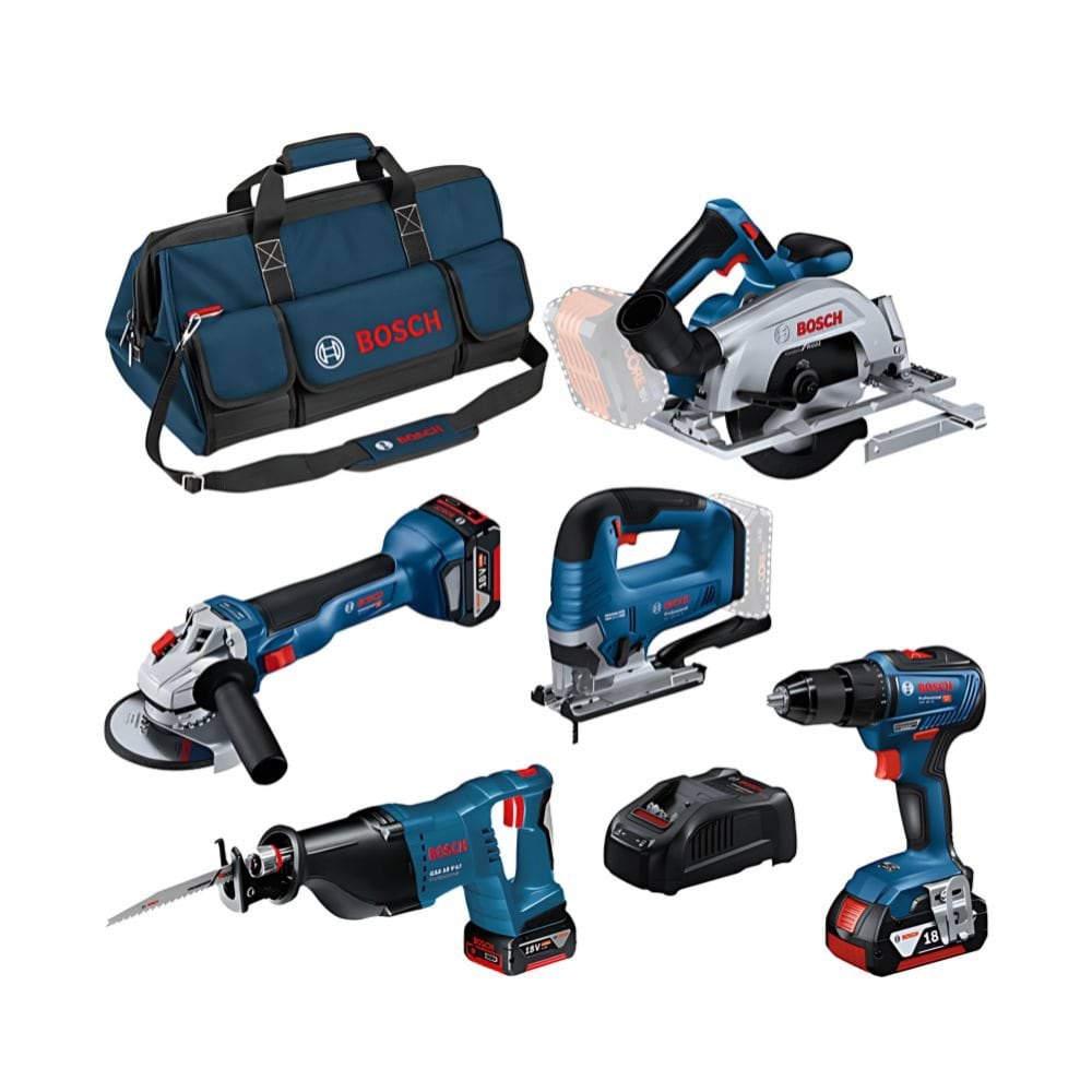 Kit 5 Maquinas 18V + 3 Baterias 4 Ah + Carregador Bosch 0615990N39