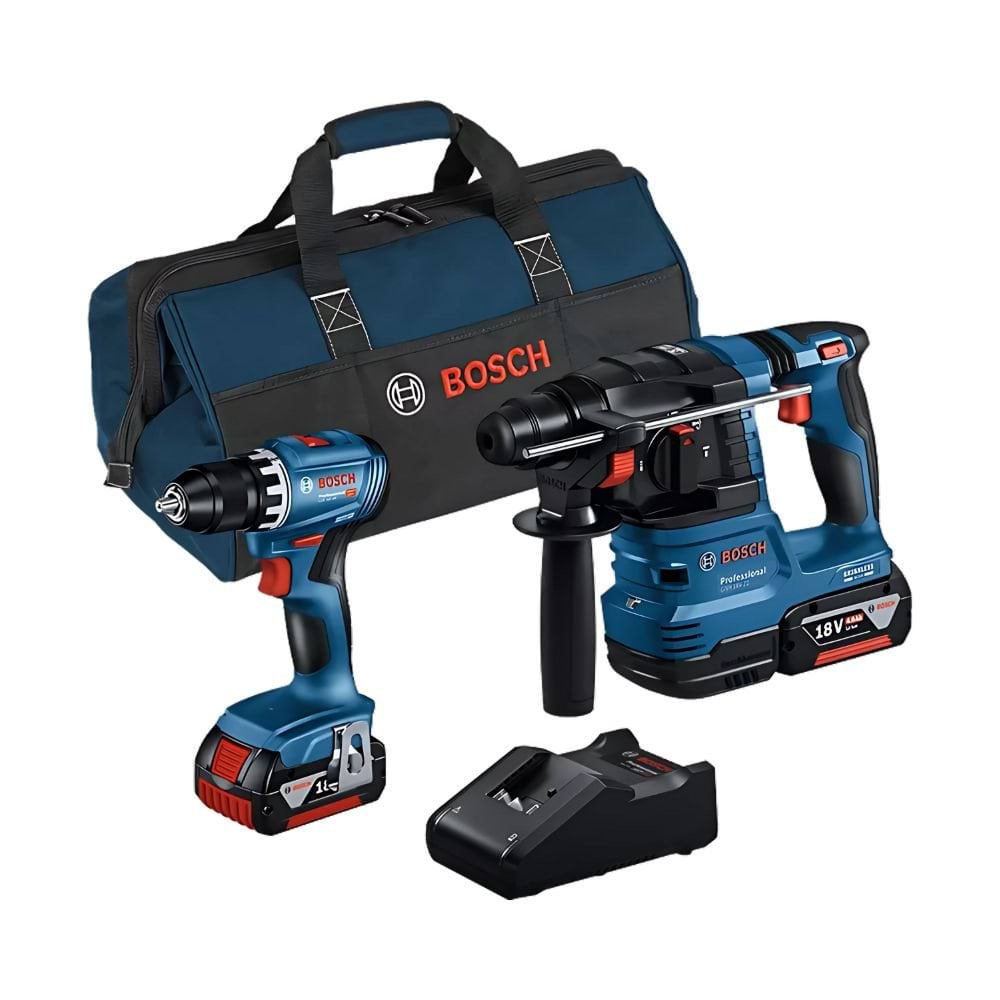 Kit De 2 Ferramentas 18V GSR 18V-45 + GBH 18V-22 + 2x4.0AH + GAL 18V-40 (C) Bosch Profissional 0615A50038