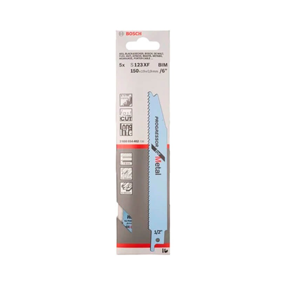 5 Lâminas Serra Sabre S123XF Metal Bosch 2608654402