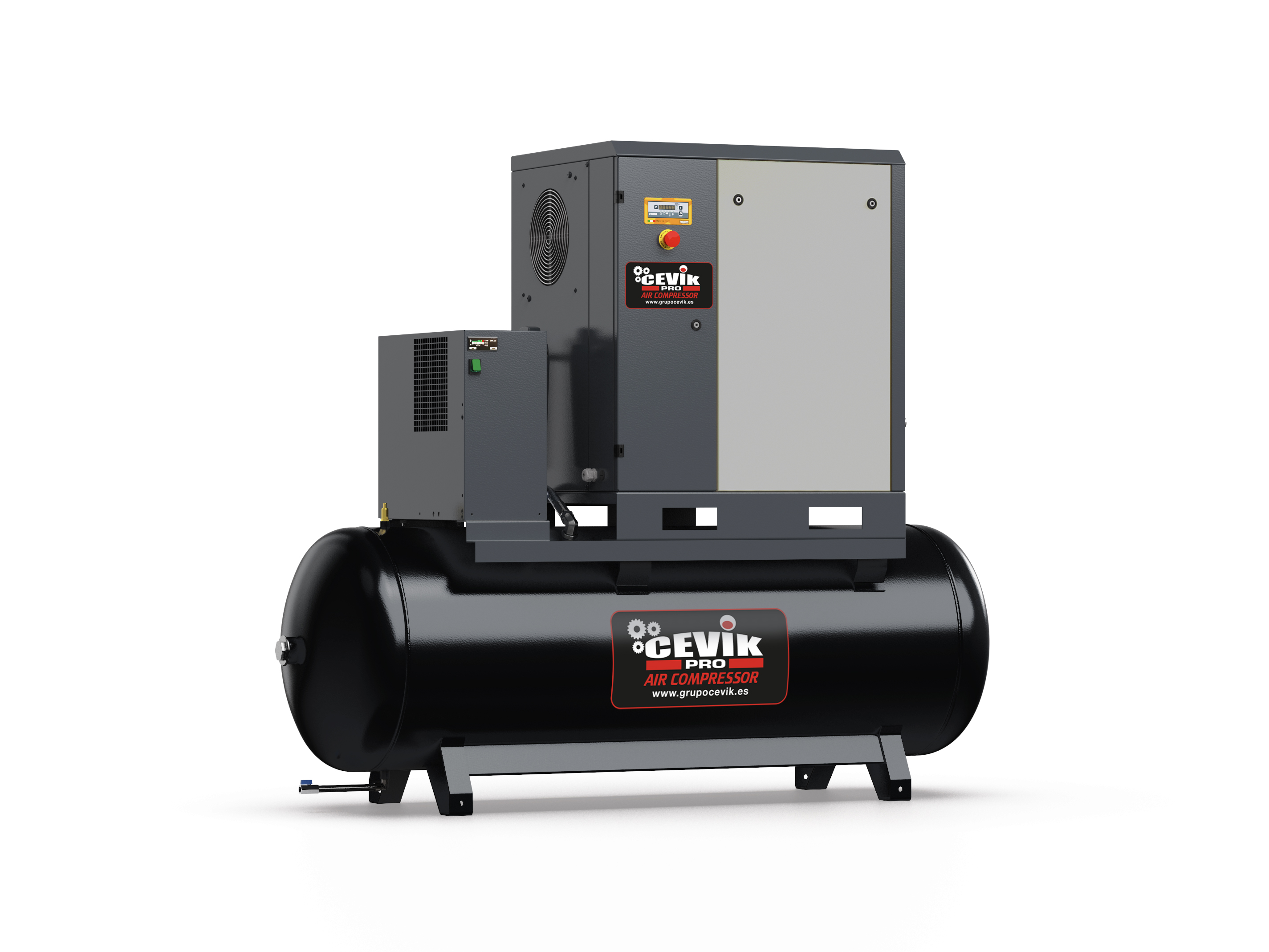 Compressor de parafuso 15 HP 500L com Secador Cevik PRO CA-CT15D-500