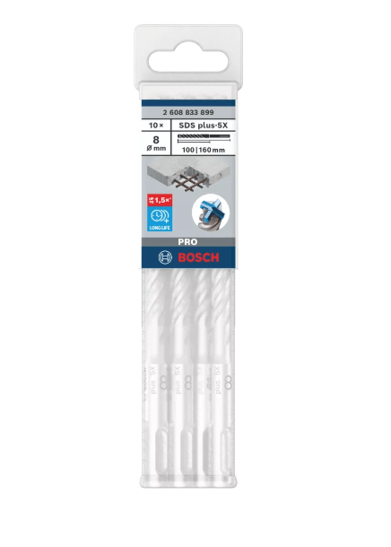 Brocas SDS Plus-5X 8 mm 10un Bosch 260883389