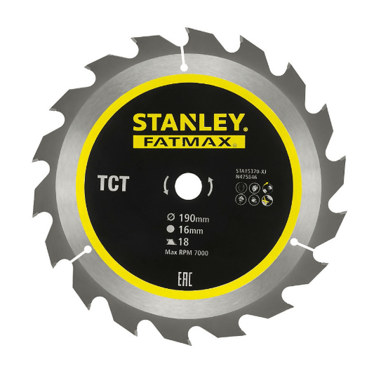 Disco 190x16mm TCT/HM Corte em Esquadria Stanley STA15370-XJ