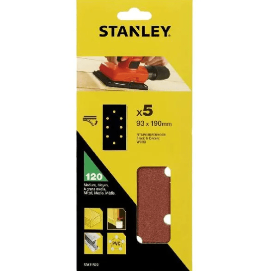 Lixas de Velcro Perfuradas 93x190mm G120 Stanley STA31522-XJ