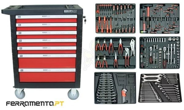 Carro de Ferramentas 7 Gavetas 205 Pcs Kroftools 8613