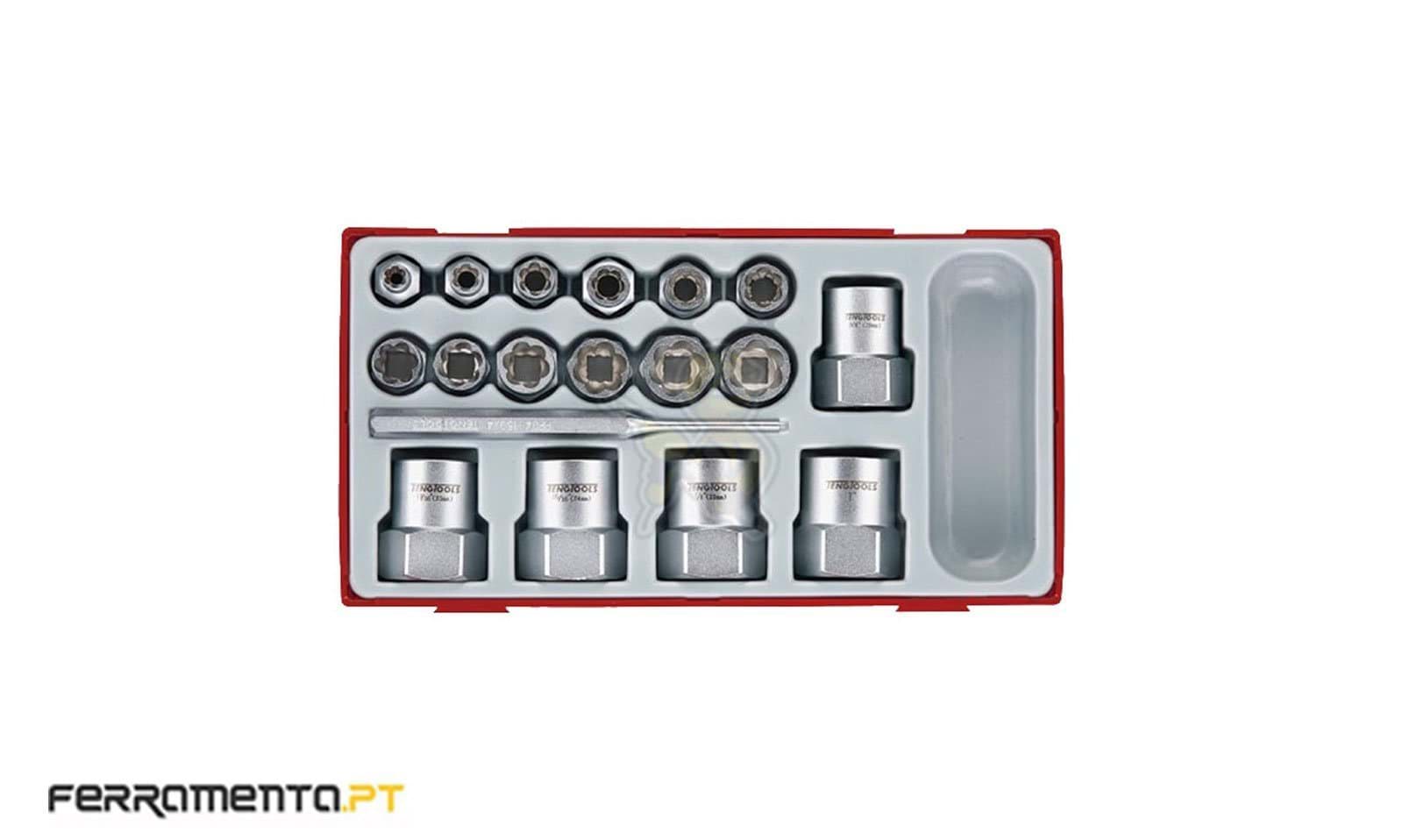Conjunto de chaves com quadra de 3/8 e 1/2 Teng Tools TTBE18