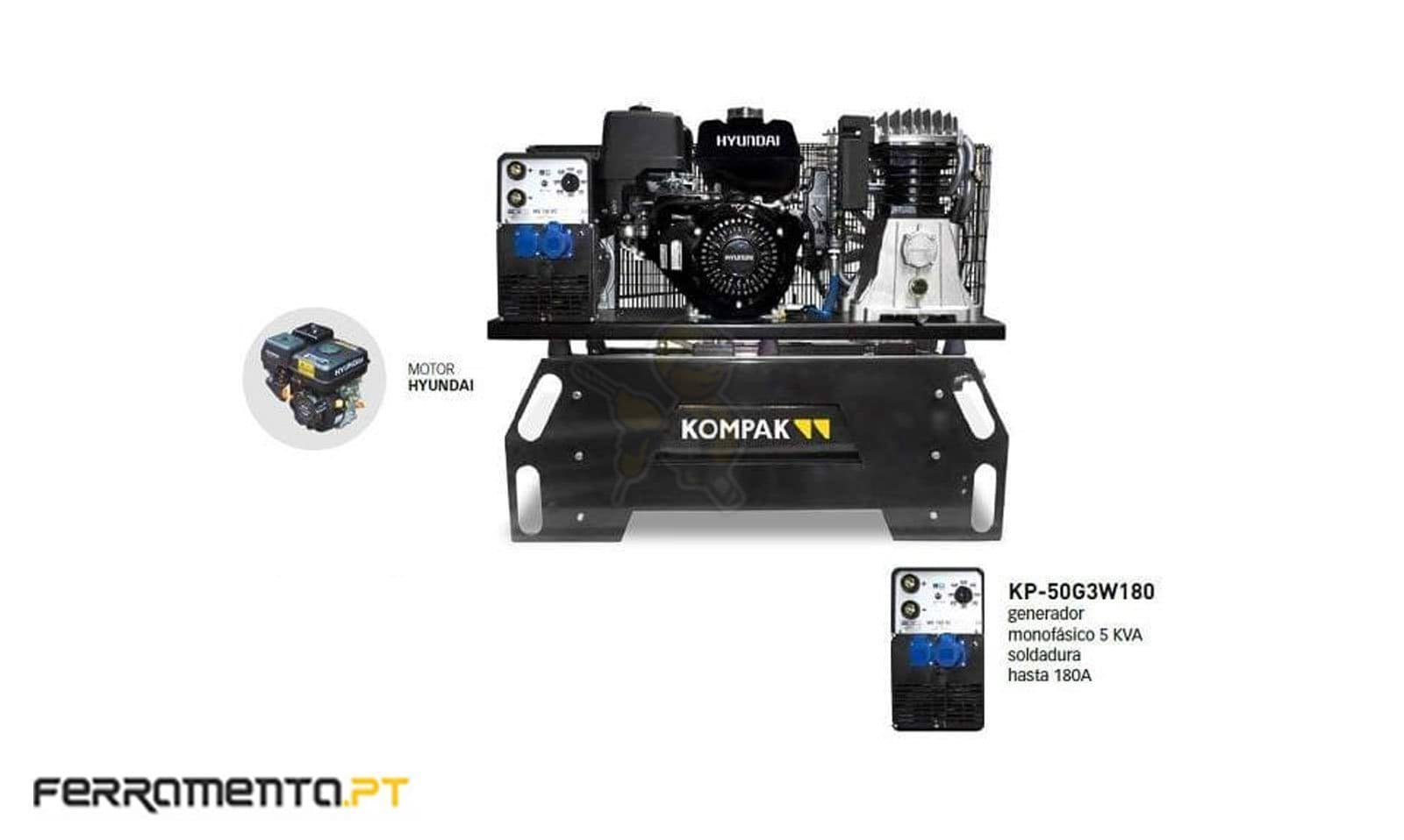 Motocompressor Gerador 230V 5 kVA Kompak KP-50G3W180