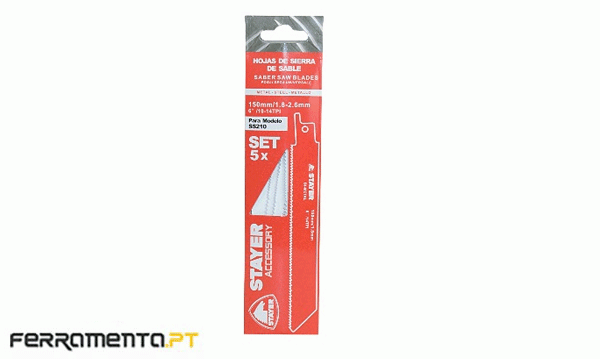 Conjunto 5 Lâminas de Serra Sabre p/ Aço Stayer 12455