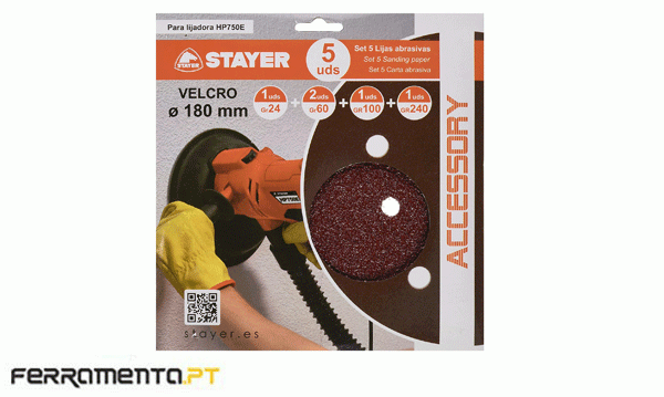 Conjunto de 5 Lixas Ø180mm Stayer 12451
