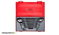 Conjunto de Chaves boca luneta com roquete 8pcs Teng Tools TT6508R