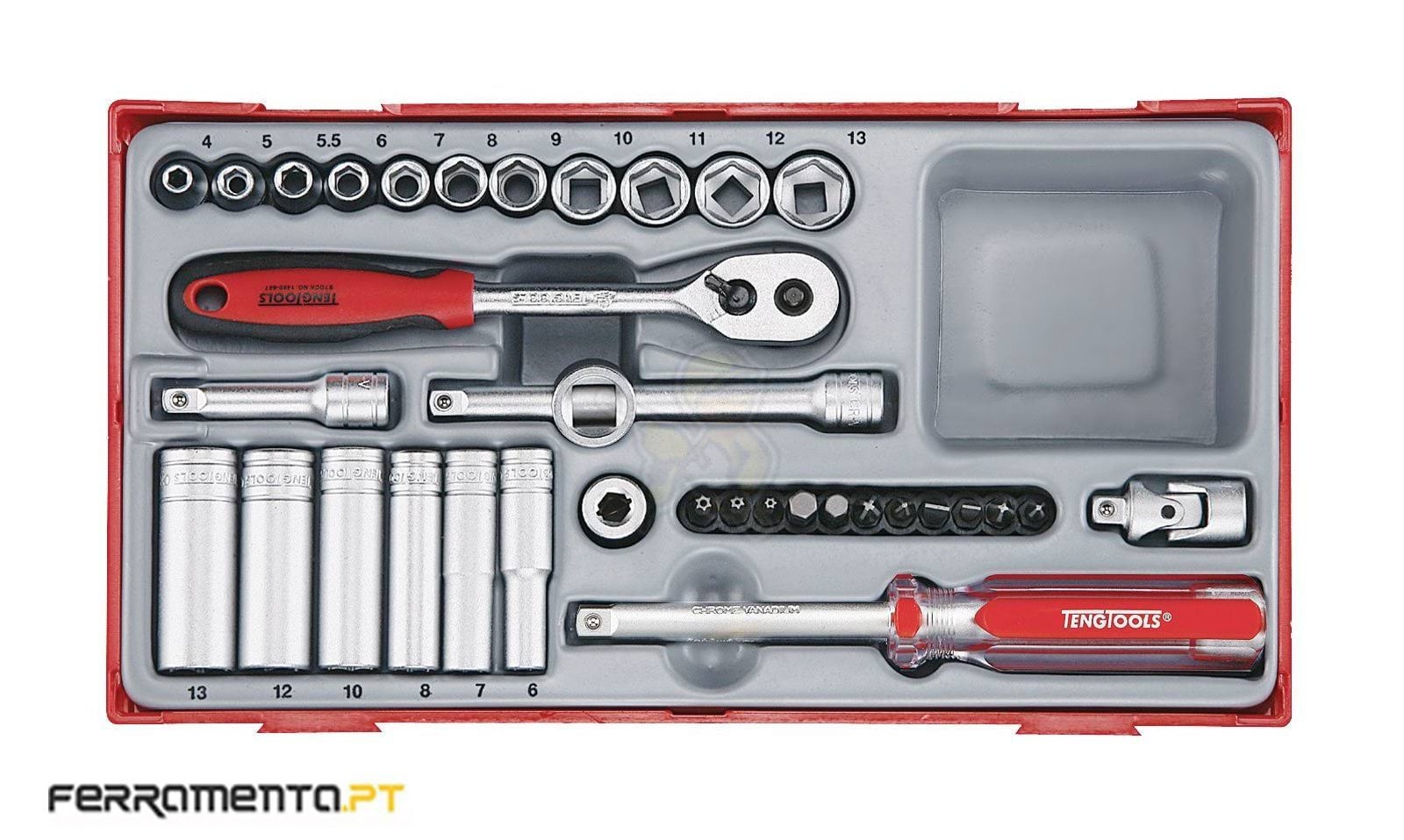 Conjunto de chaves de caixa 1/4'' Teng Tools TT1435