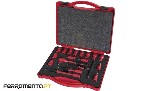 Conjunto de Roquete 1/4" + Chaves VDE 1000V Haupa 220576