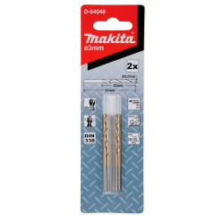 Broca Para Metal HSS-TIN 3,0x61mm 2Un Makita D-64048