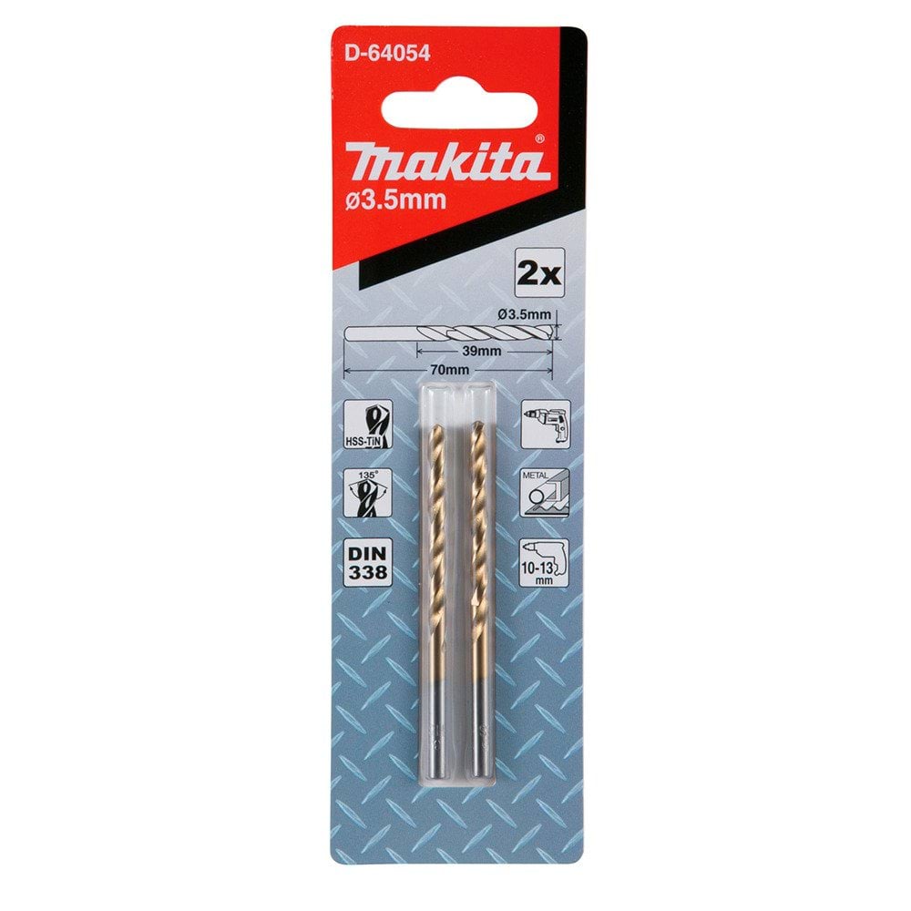 Broca Para Metal HSS-TIN 3,5x70mm 2Un Makita D-64054