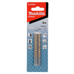 Broca Para Metal HSS-TIN 4,0x75mm 2Un Makita D-64060