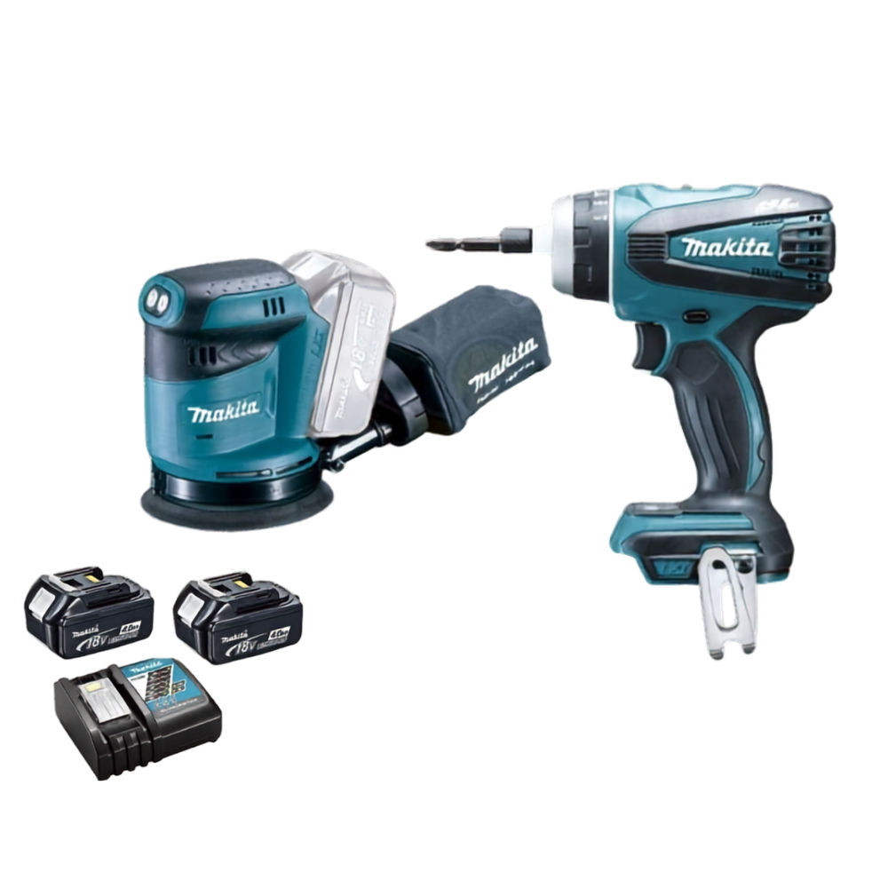 Kit Berbequim Multifunções + Lixadora Rotorbital 125mm 18V 4.0Ah Makita