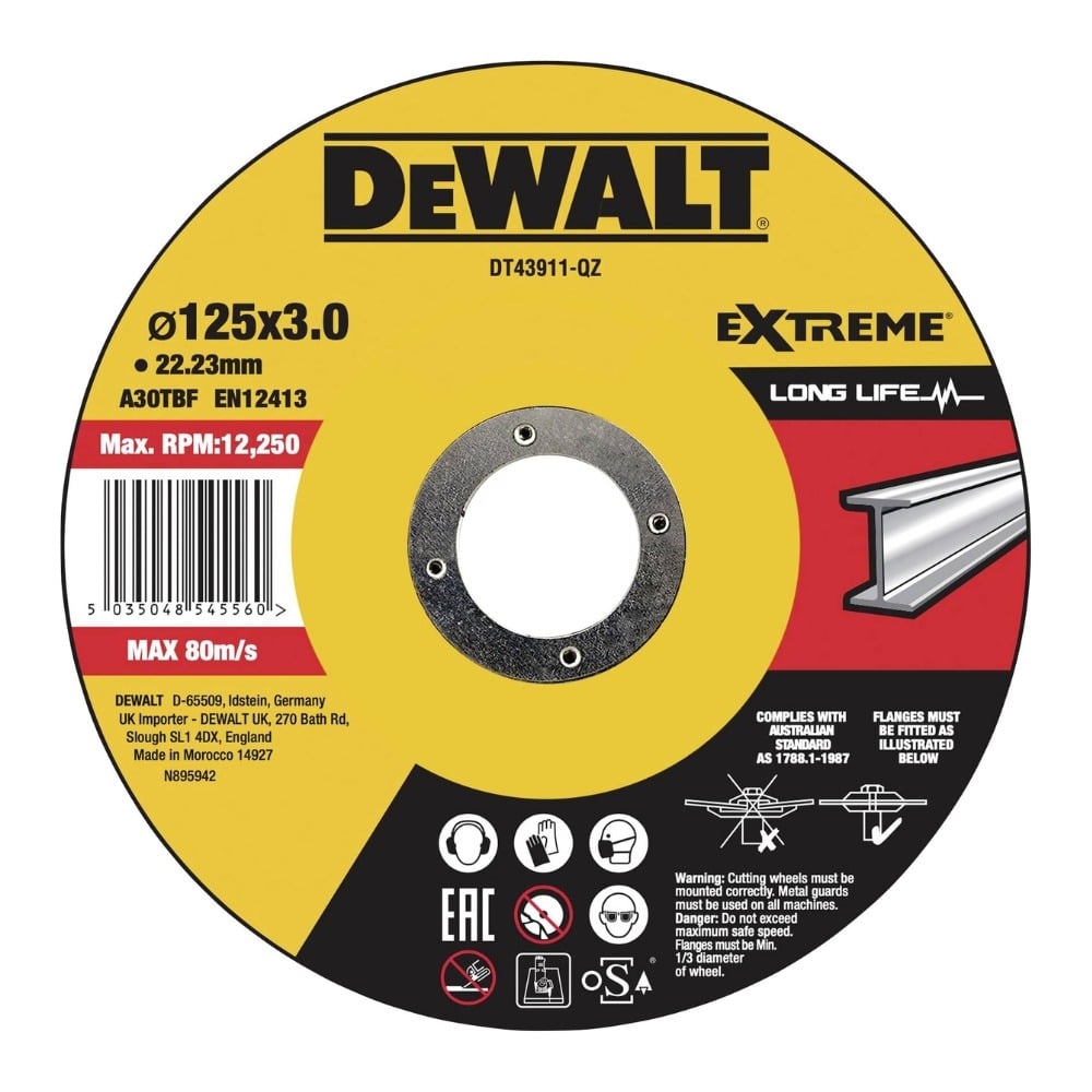 Disco De Corte Côncavo E Alto Desempenho Para Metal-OSA 125x3mm Dewalt DT43911-QZ