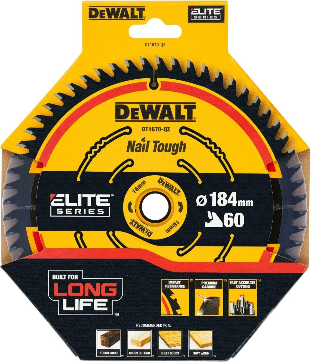 DeWalt Lâmina para Serra Circular Portátil ELITE 184mmx16mmx60T 