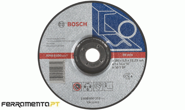 Disco Abrasivo de Rebarbar Metal 180x6mm Bosch 2608600315 