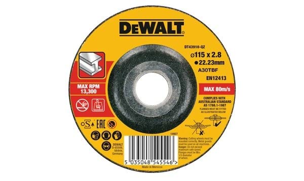 Disco De Corte Cóncavo E Alto Desempenho Para Metal-OSA 115x2.8mm Dewalt DT43910-QZ