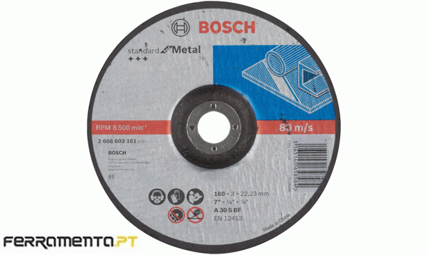 Disco de corte curvo p/ metal 180x3 mm Bosch 2608603161
