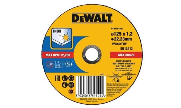 Disco De Corte De Alto Desempenho Para Aço Inox-OSA 125x1.2mm Dewalt DT43904-QZ 