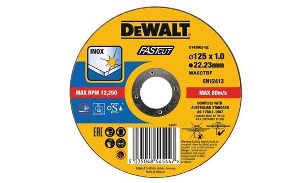 Disco De Corte De Alto Desempenho Para Aço Inox-OSA 125x1mm Dewalt DT43902-QZ