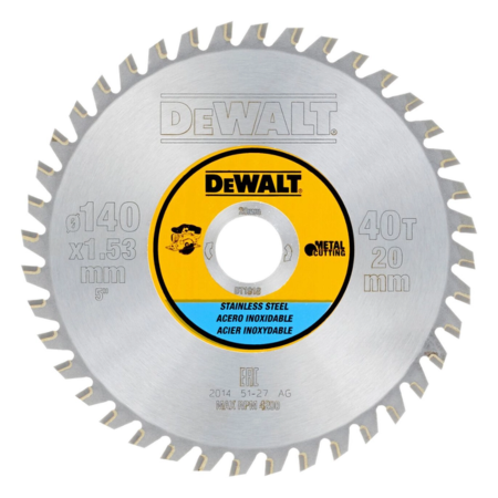 Disco de Corte Para aço Inoxidável 140mm 40T Dewalt DT1918-QZ
