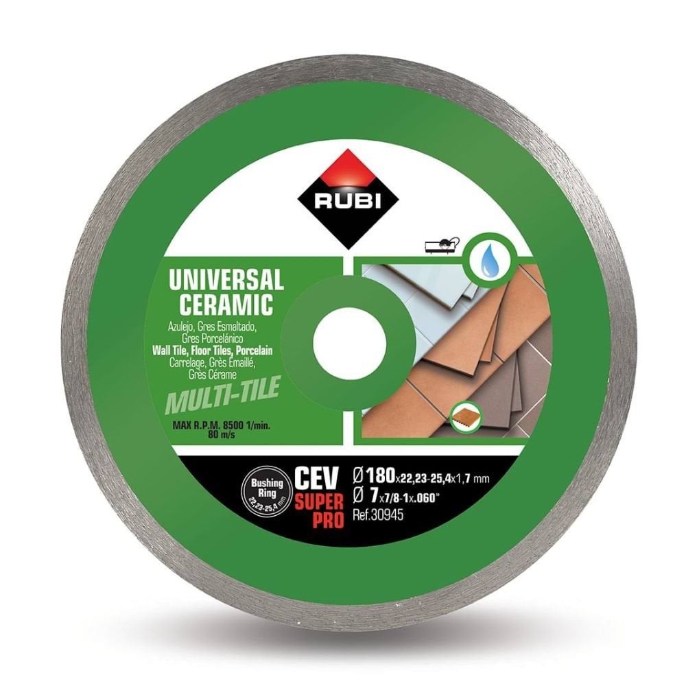 Disco de Corte Diamantado p/ Cerâmicas CEV 180 SuperPro Rubi 30945