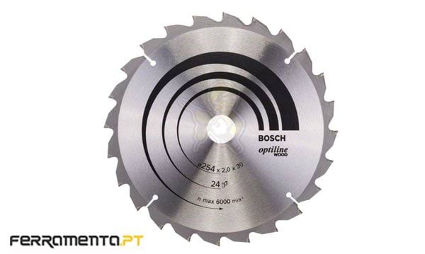 Discos de serra circular 254x30mm 24d Optiline Wood bosch 2608640434