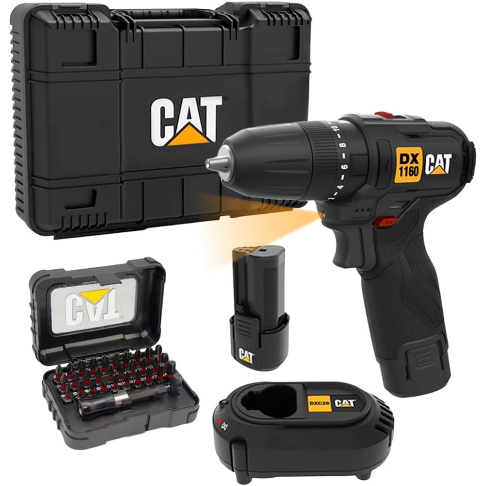 Berbequim de impacto 12V/2.0Ah 32 Peças  CAT DX1160