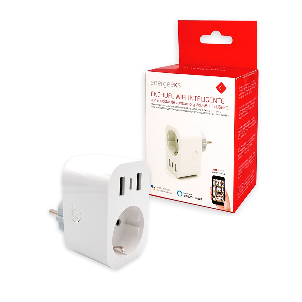 Tomada Wi-Fi + 2 USB + USB-C Energeeks EG-EW007MC