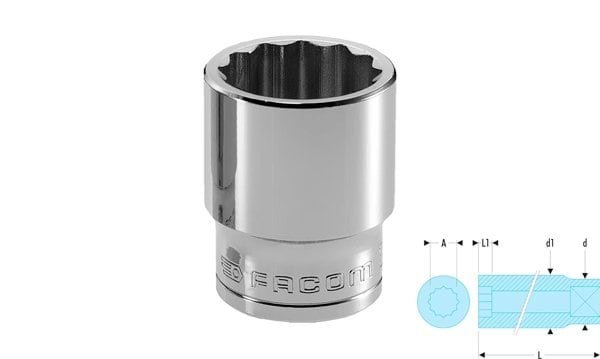 Chave de Caixa 1/2" 12 faces Métricas Facom S