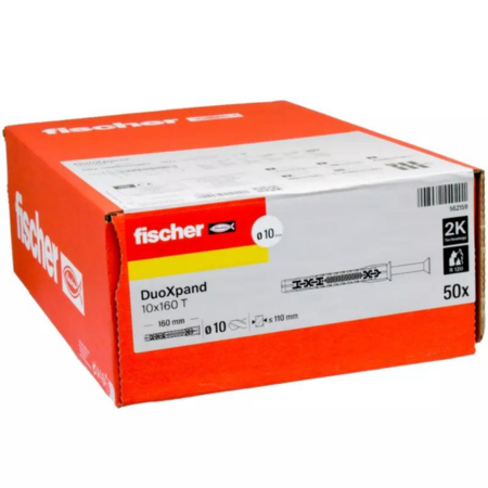 Fischer Fixação da Estrutura com Parafuso de Cabeça Escareada em Aço Zincado DuoXpand 10 x 160 T - 50 unid