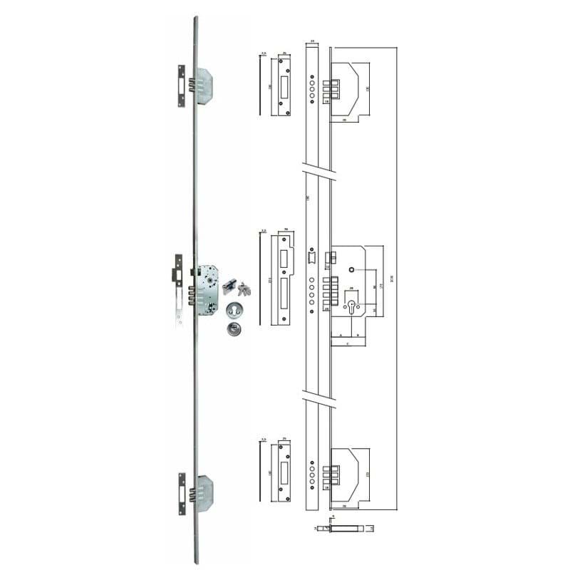 Fechadura 3 Pontos  C/Cil C60 Mate Globallock 3300x60M