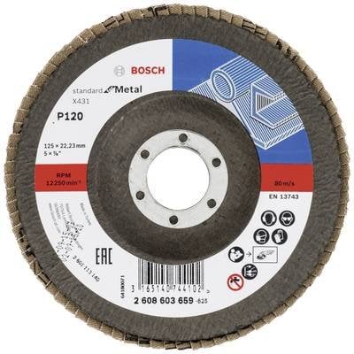 Disco De Lixa Em Lamelas X431 125mm x Grão 120 Para Metal Bosch 2608603659