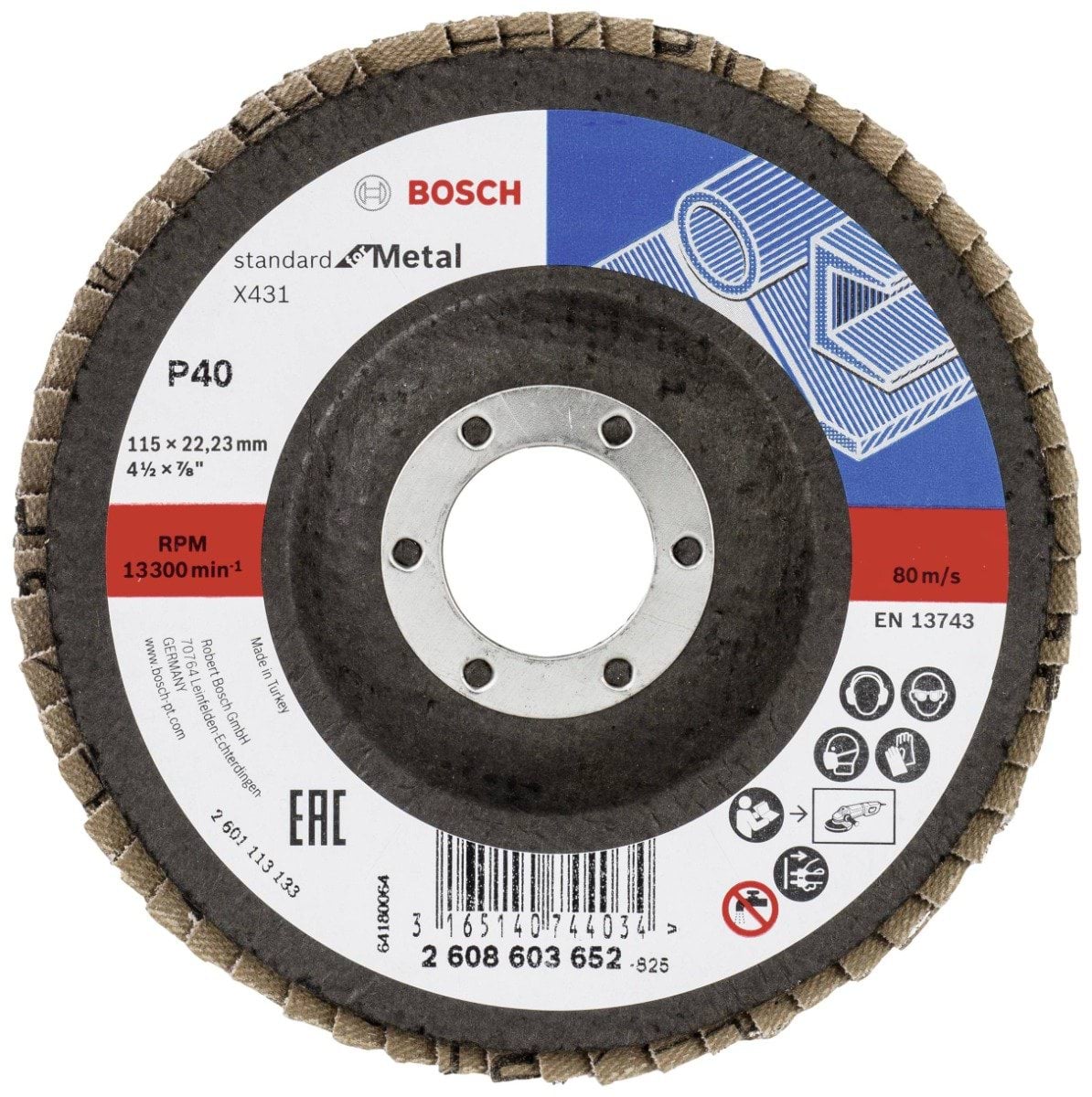 Disco De Lixa Em Lamelas X571 125mm x Grão 40 Bosch 2608606922
