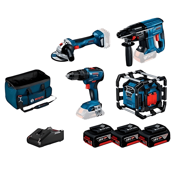 Kit 4 Máquinas GSB 18V-55 + GWS 18V-7 + GBH 18V-21 + GPB 18V-5 C + Bateria 18V Bosch