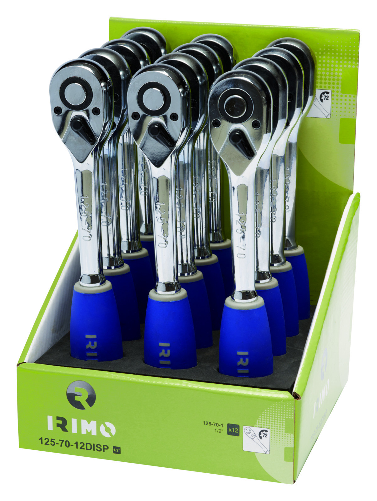 Roquete 1/2" tipo pera, 12 pcs em expositor Irimo 125-70-12DISP