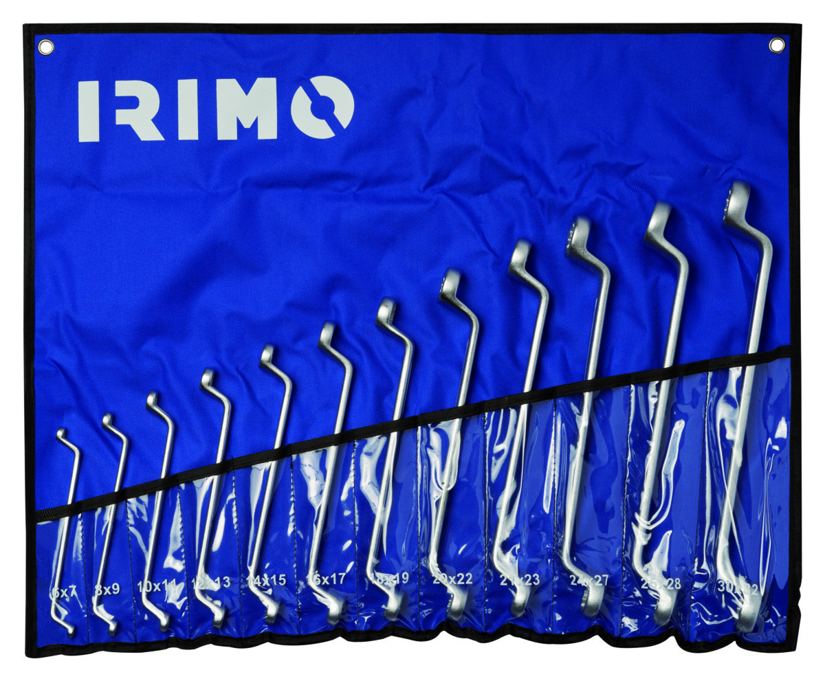 Conjunto de chaves de bocas de anéis de duplo deslocamento 6X7-30X32, carteira com 12 pcs Irimo 15-12-W