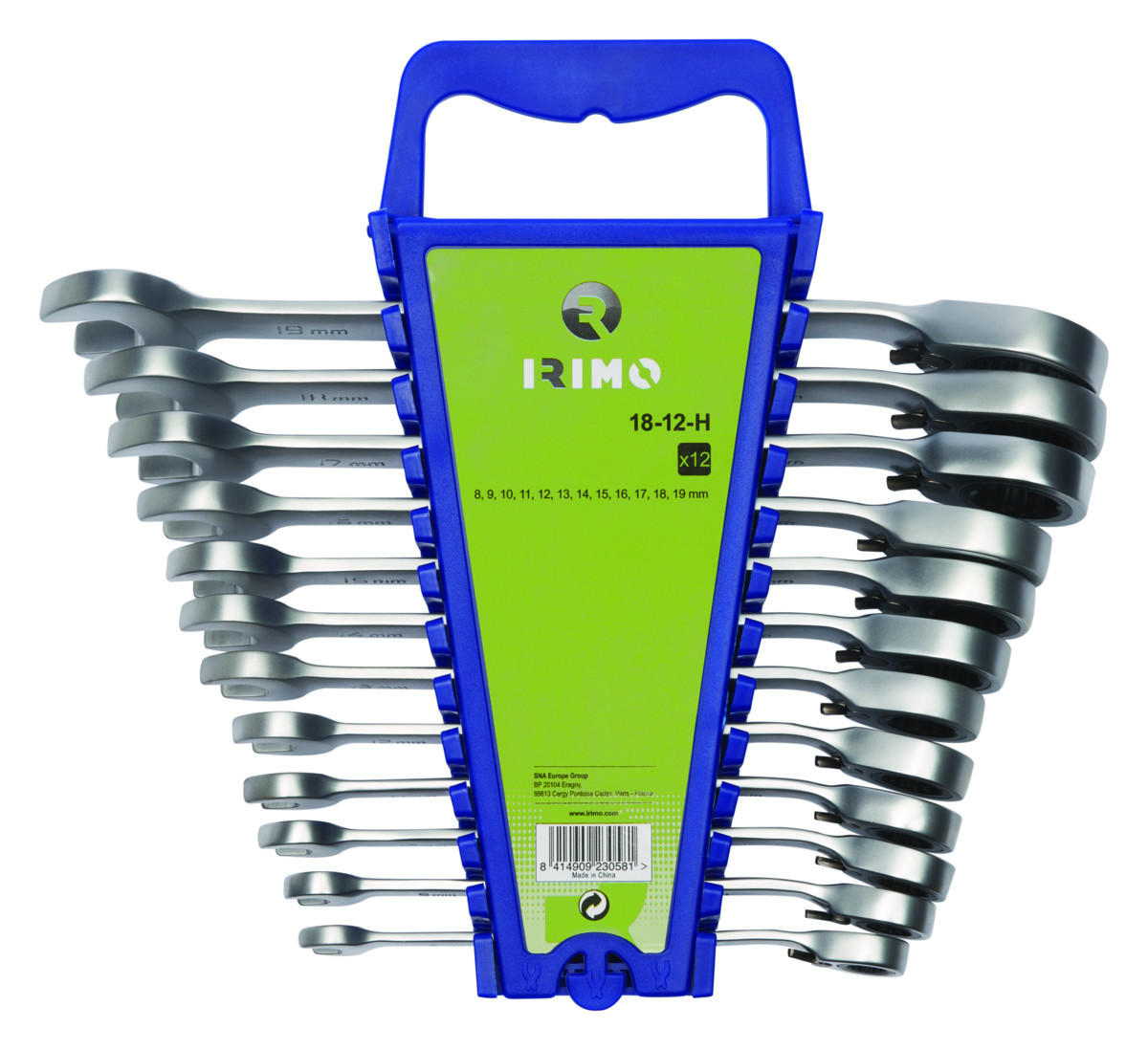 Conjunto de chaves de roquete combinadas, suporte 12 Pcs Irimo 18-12-H