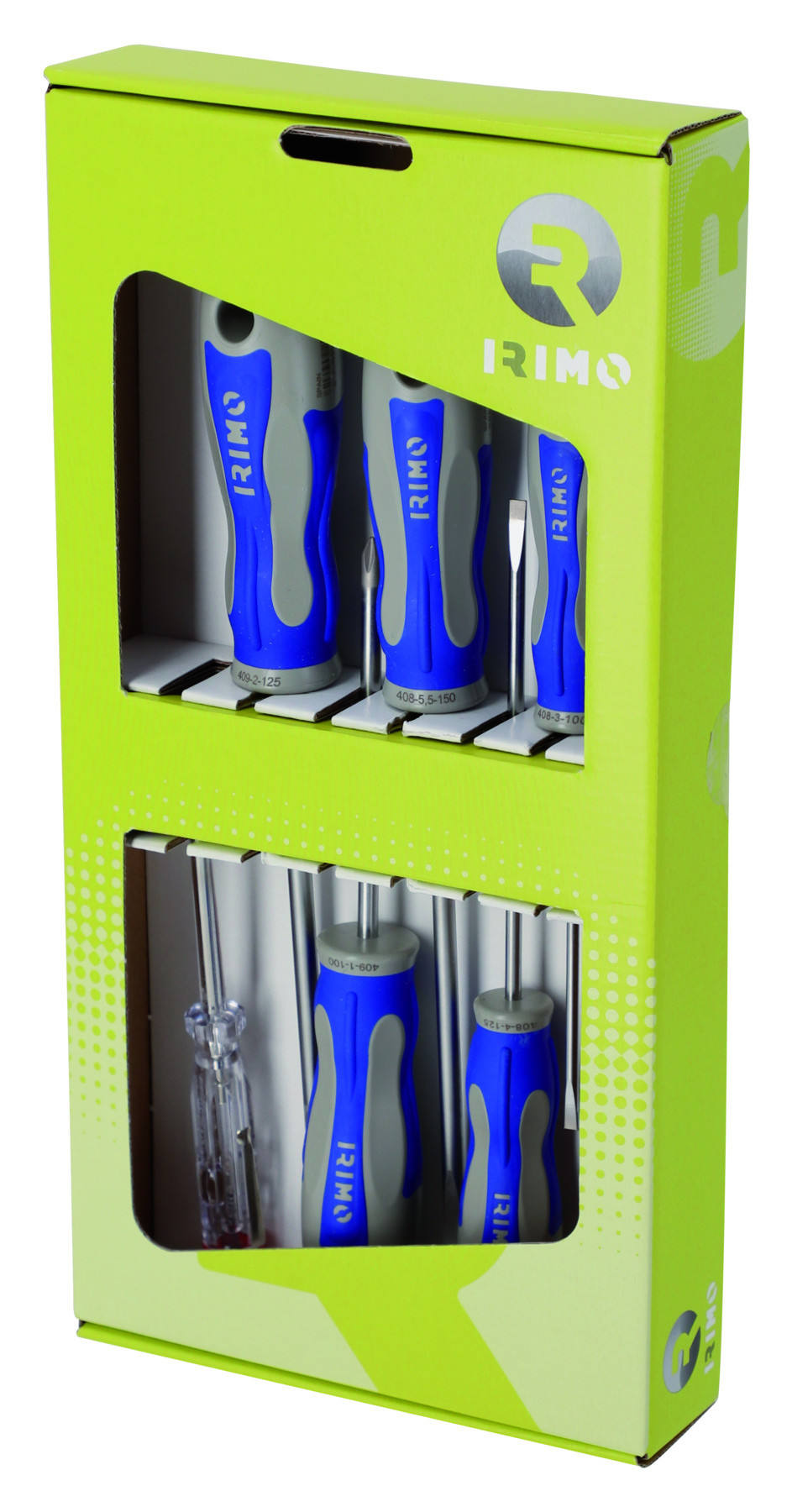 Conjunto de chaves de parafusos 6 Pcs, de fendas 3-4-5.5; Ph1-Ph2; Verificador de corrente 3X60 Irimo 459-6C-C