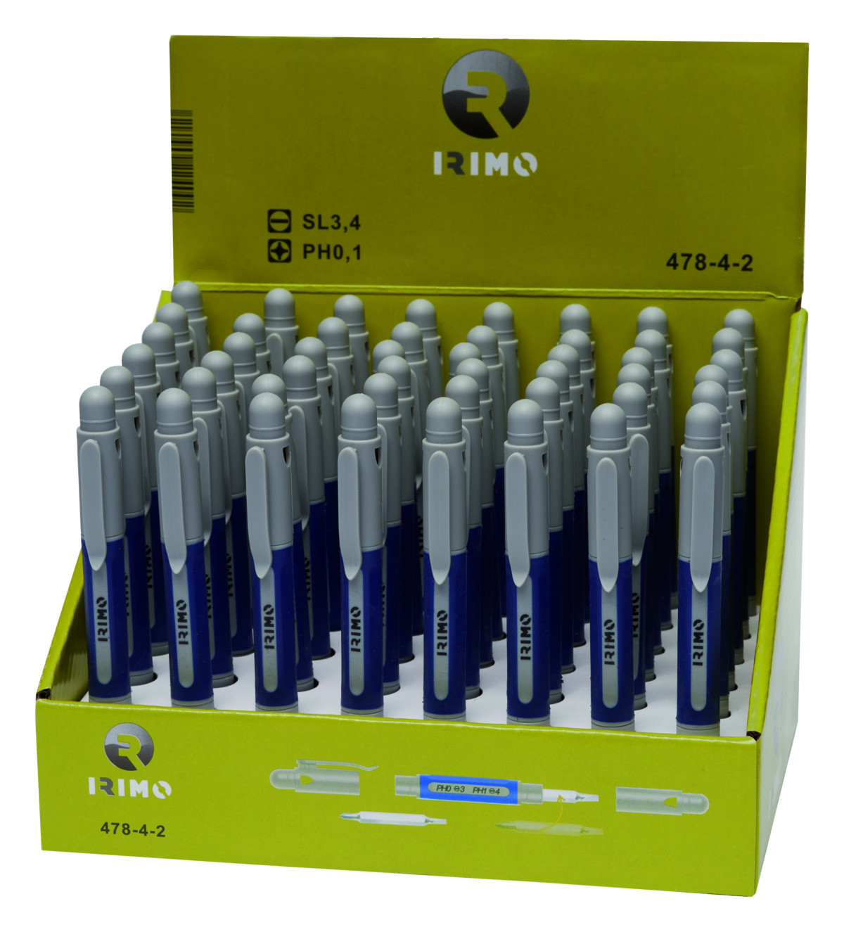 Expositor para chaves de parafusos de bolso de precisão PH0/PH1 48 Pcs Irimo 478-4-2