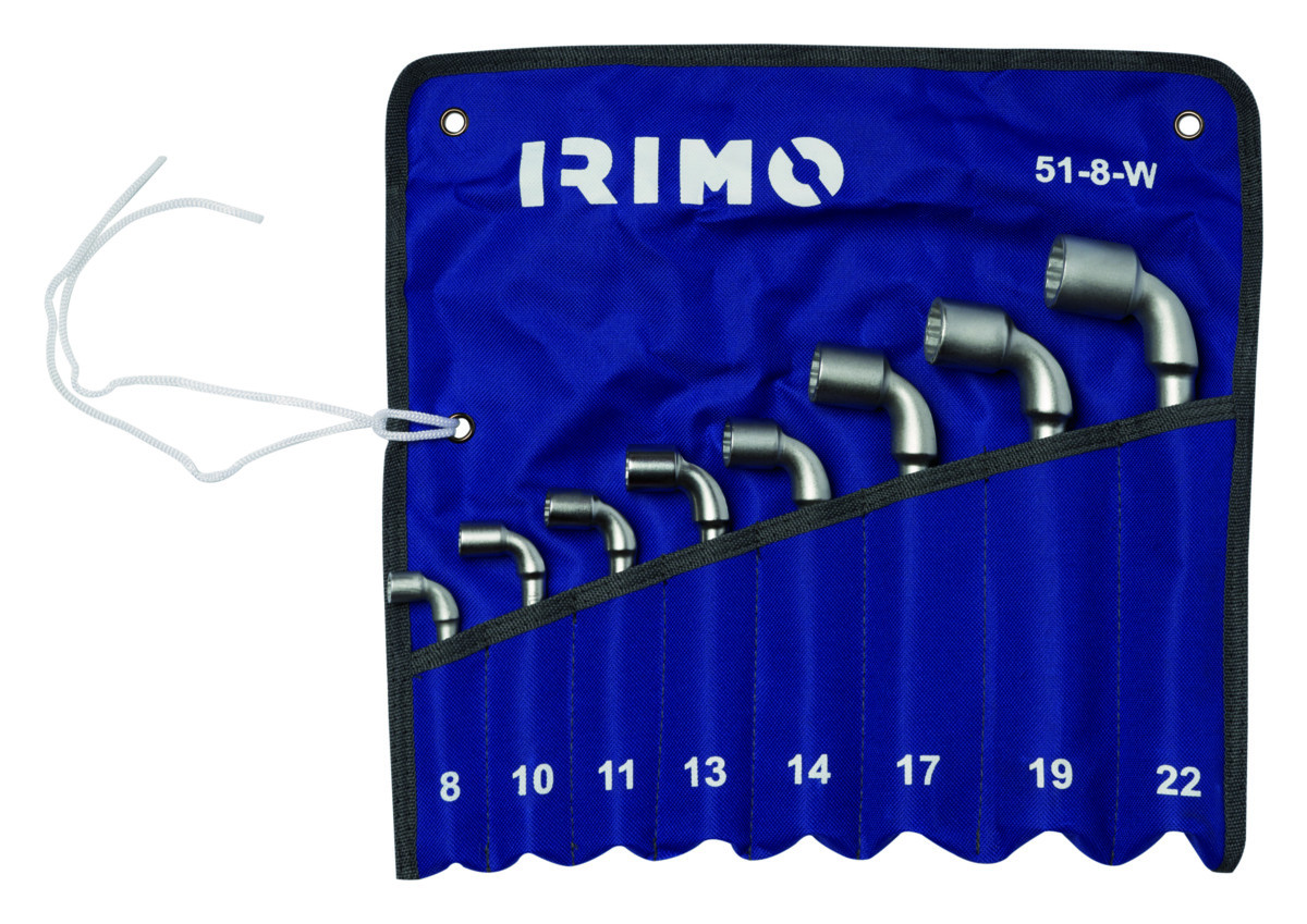 Conjunto de chaves de caixa de tubo aberto 6X12, 8 pcs em carteira Irimo 51-8-W