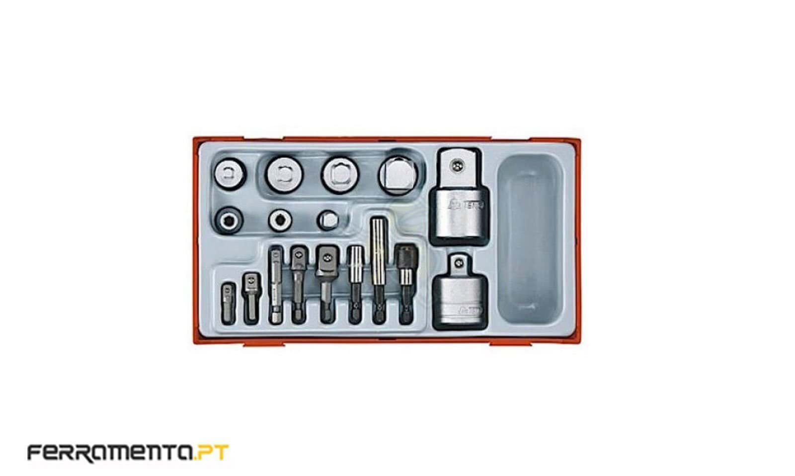 Jogo 17 Adaptadores  1/4", 3/8", 1/2" e 3/4" Teng Tools TTADP17