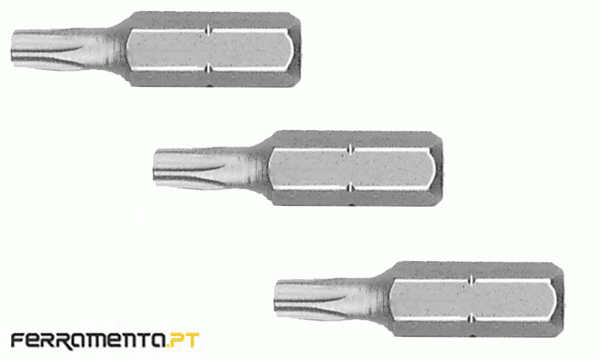 Jogo 3 Bits Torx 25mm 1/4" T8 Hitachi 752305