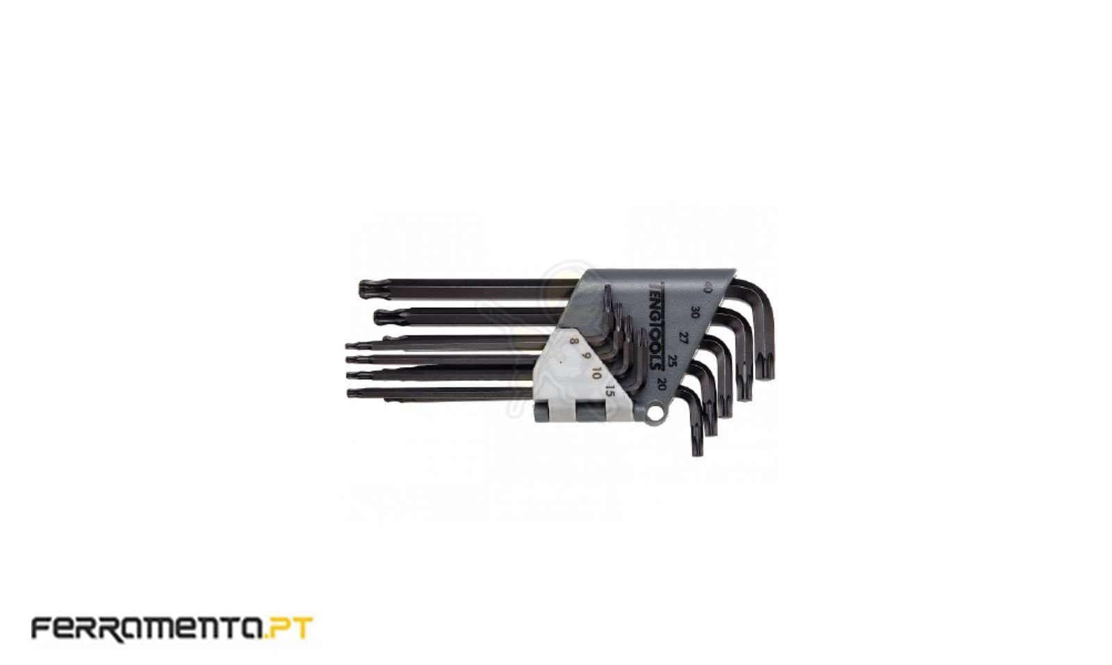 Jogo 9 Chaves TX Ponta Esférica e Suporte Teng Tools 1479TX1