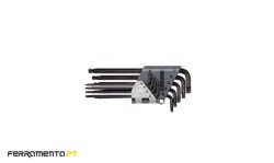 Jogo 9 Chaves TX Ponta Esférica e Suporte Teng Tools 1479TX1